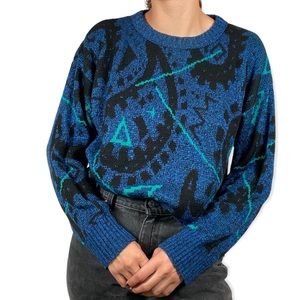 Vintage Geometric Print knit sweater